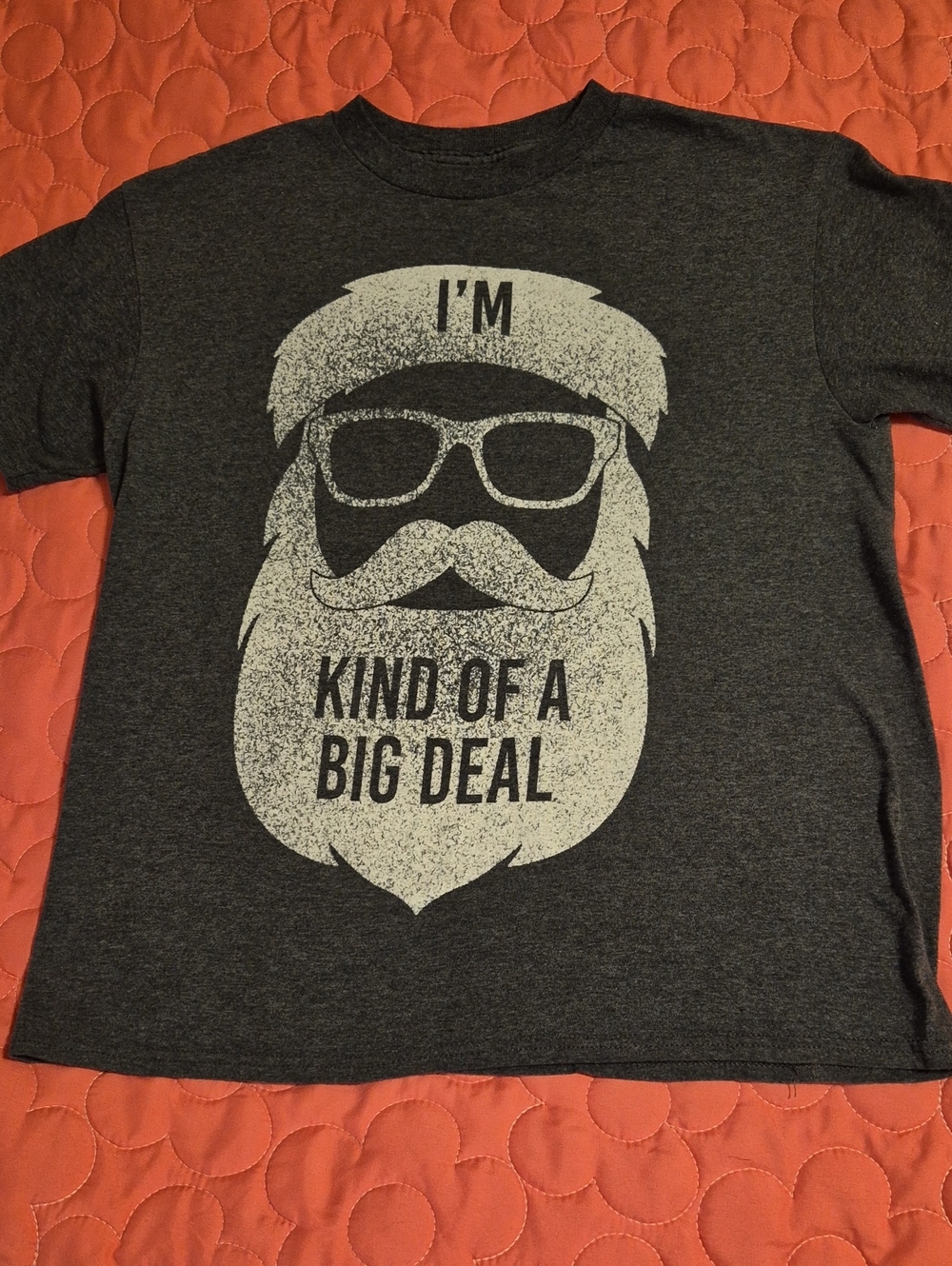 Aldo Dark Gray Short Sleeve Tee with White Graphic Beard Print